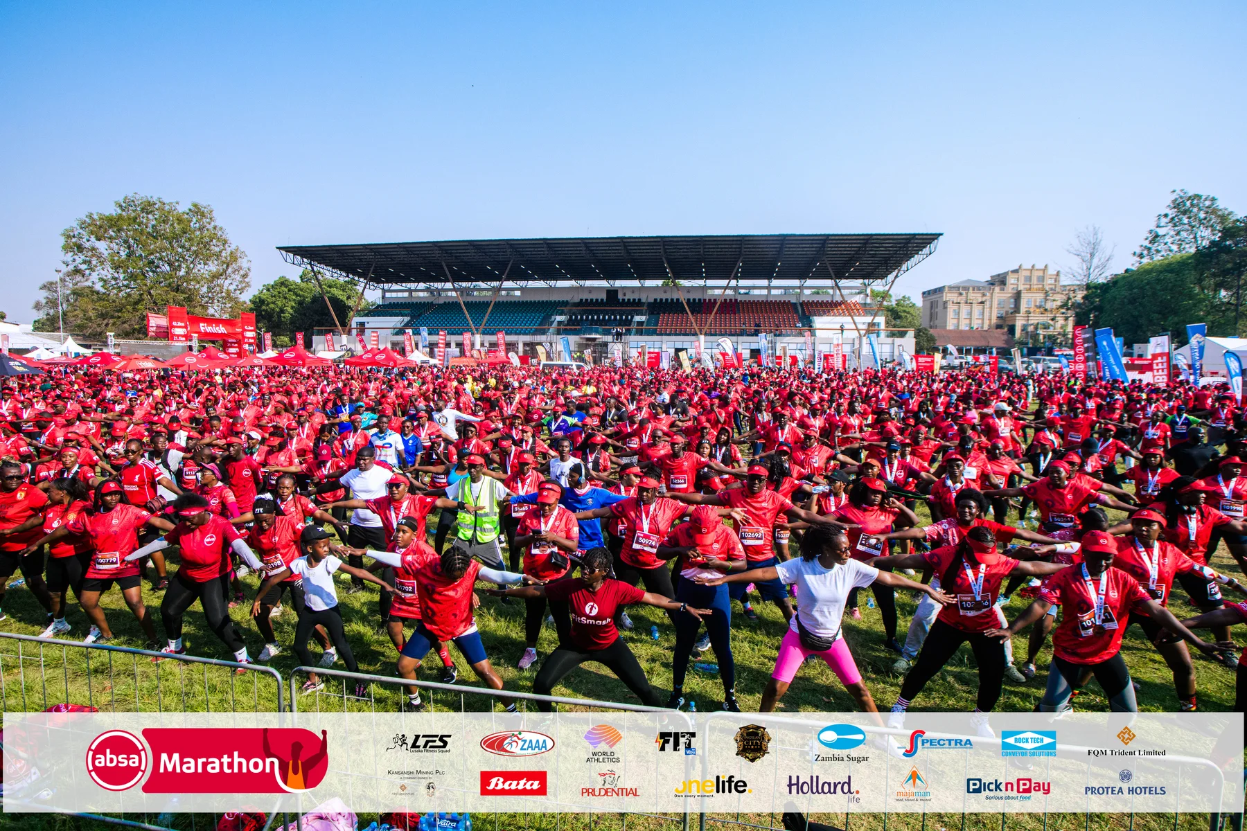 Runners gathered at the stadium for the ABSA marathon